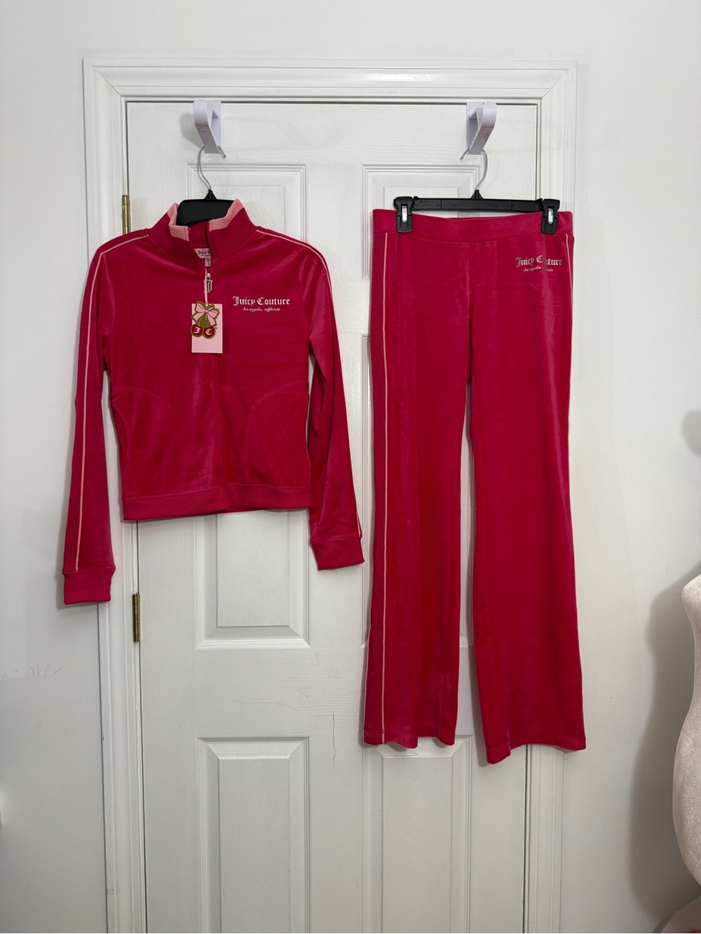 Juicy Couture Velour Tracksuit Set Vixen Pink Flamingo Jacket Pants Size M NWT